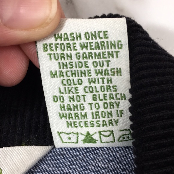 Orvis Dark Blue Denim Blazer Jacket Barn Coat Womens 12 Black Corduroy Collar - Picture 8 of 12